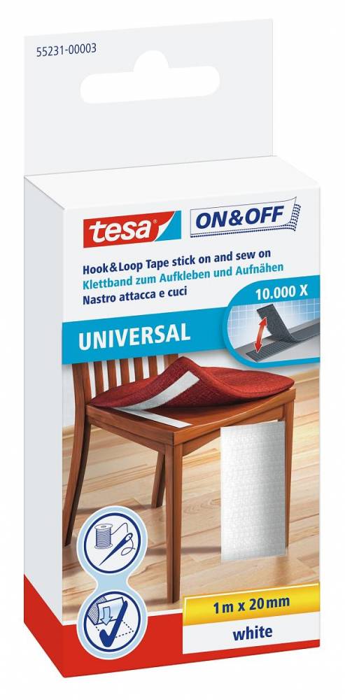 ON & OFF  UNIVERSAL VELCRO TAPE  1MX20MM WHITE 